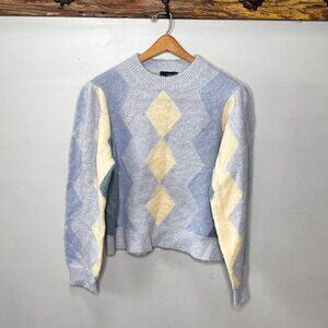 J. Crew Alpaca and Wool‎ Blend Puff Sleeve Argyle Sweater- Size S